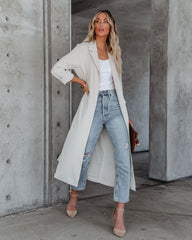 Saskia Pocketed Lightweight Trench Coat - Cream Ins Street