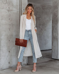 Saskia Pocketed Lightweight Trench Coat - Cream Ins Street