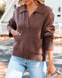 Scooter Cotton Blend Pocketed Sweater - Brown Ins Street