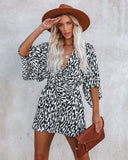 Scratch That Printed Pocketed Tie Romper - White Ins Street