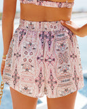 Seascape Satin Paisley High Rise Shorts - Pink Multi Ins Street