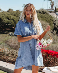 Sedona Cotton Pocketed Denim Babydoll Dress Ins Street