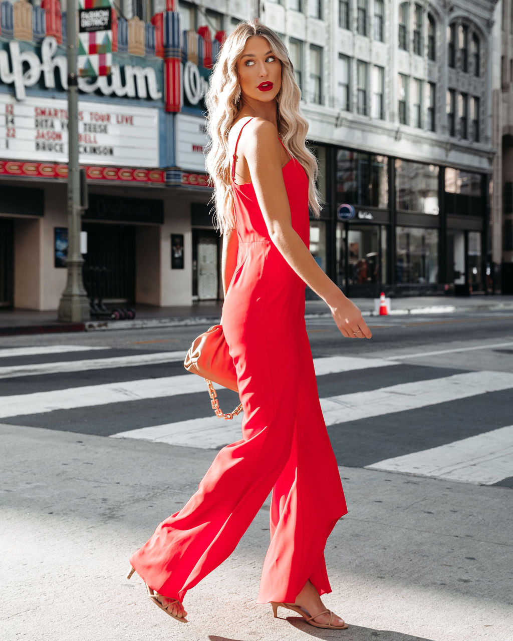 Seek To Be Chic Ruffle High Low Hem Jumpsuit - Red Ins Street