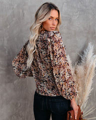 See The Sun Floral Metallic Ruffle Blouse Ins Street