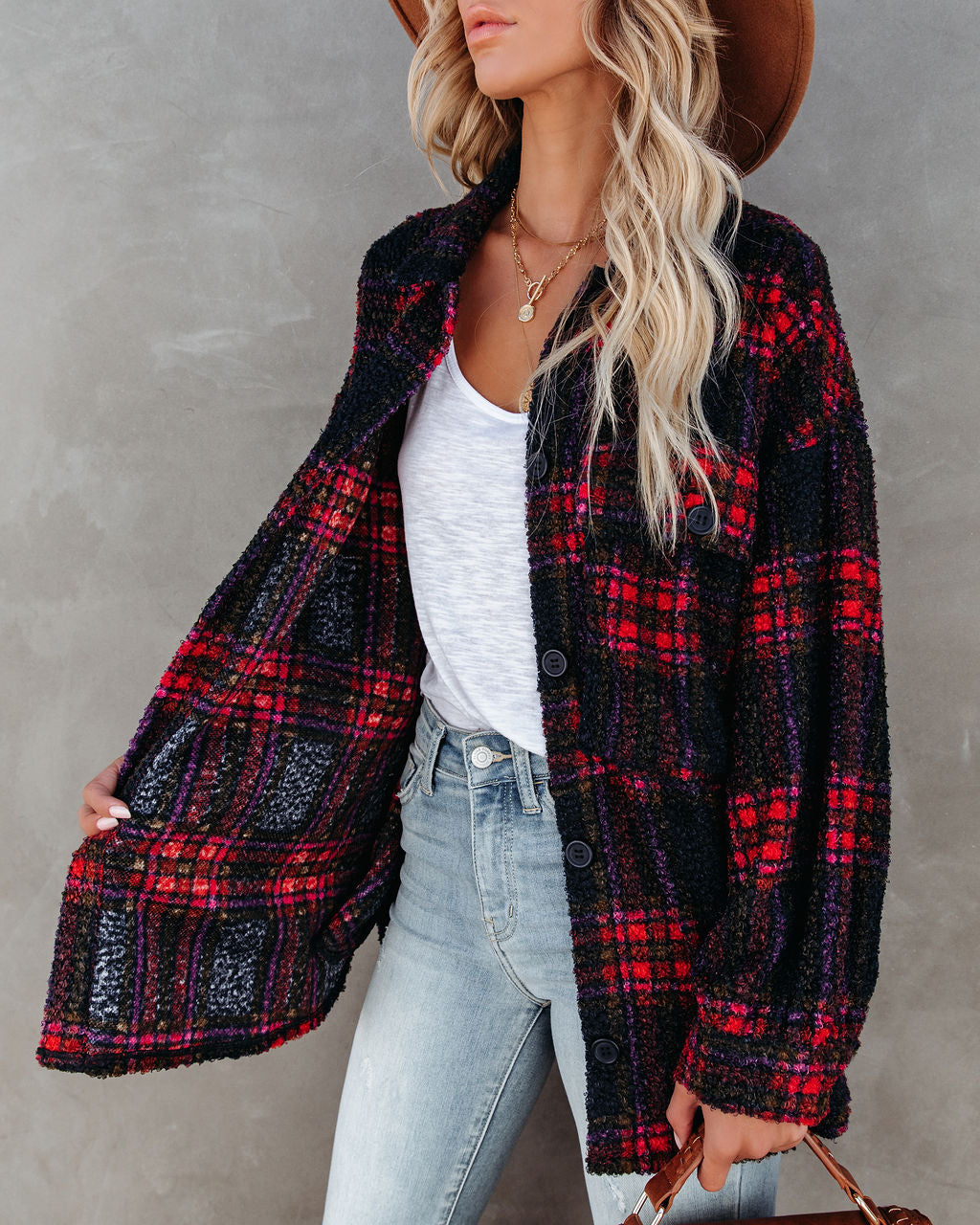 Septembers End Pocketed Plaid Shacket Ins Street