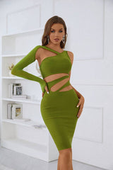 Everly Asymmetric Cut Out Midi Bandage Dress Ins Street