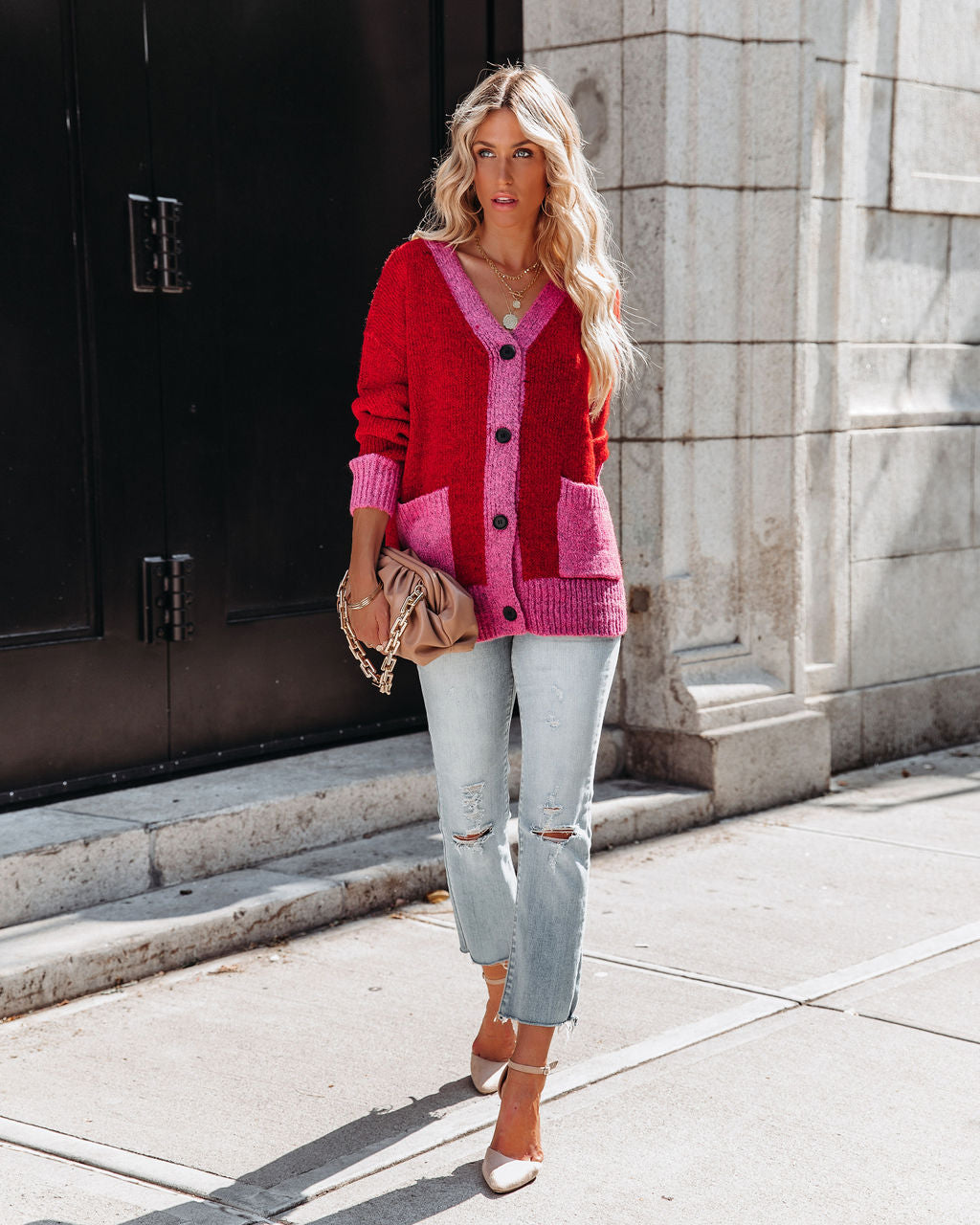 Shades Of Love Pocketed Button Down Knit Cardigan Ins Street