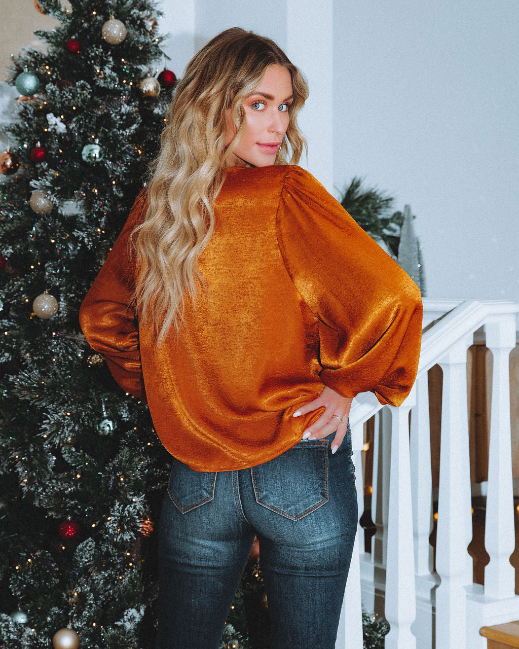 Shai Billowed Sleeve Blouse - Burnt Orange Ins Street