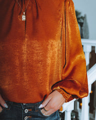 Shai Billowed Sleeve Blouse - Burnt Orange Ins Street