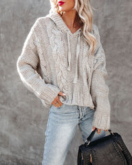 Shaken Snow Globe Hooded Cable Knit Sweater - Stone Ins Street