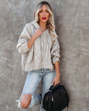 Shaken Snow Globe Hooded Cable Knit Sweater - Stone Ins Street
