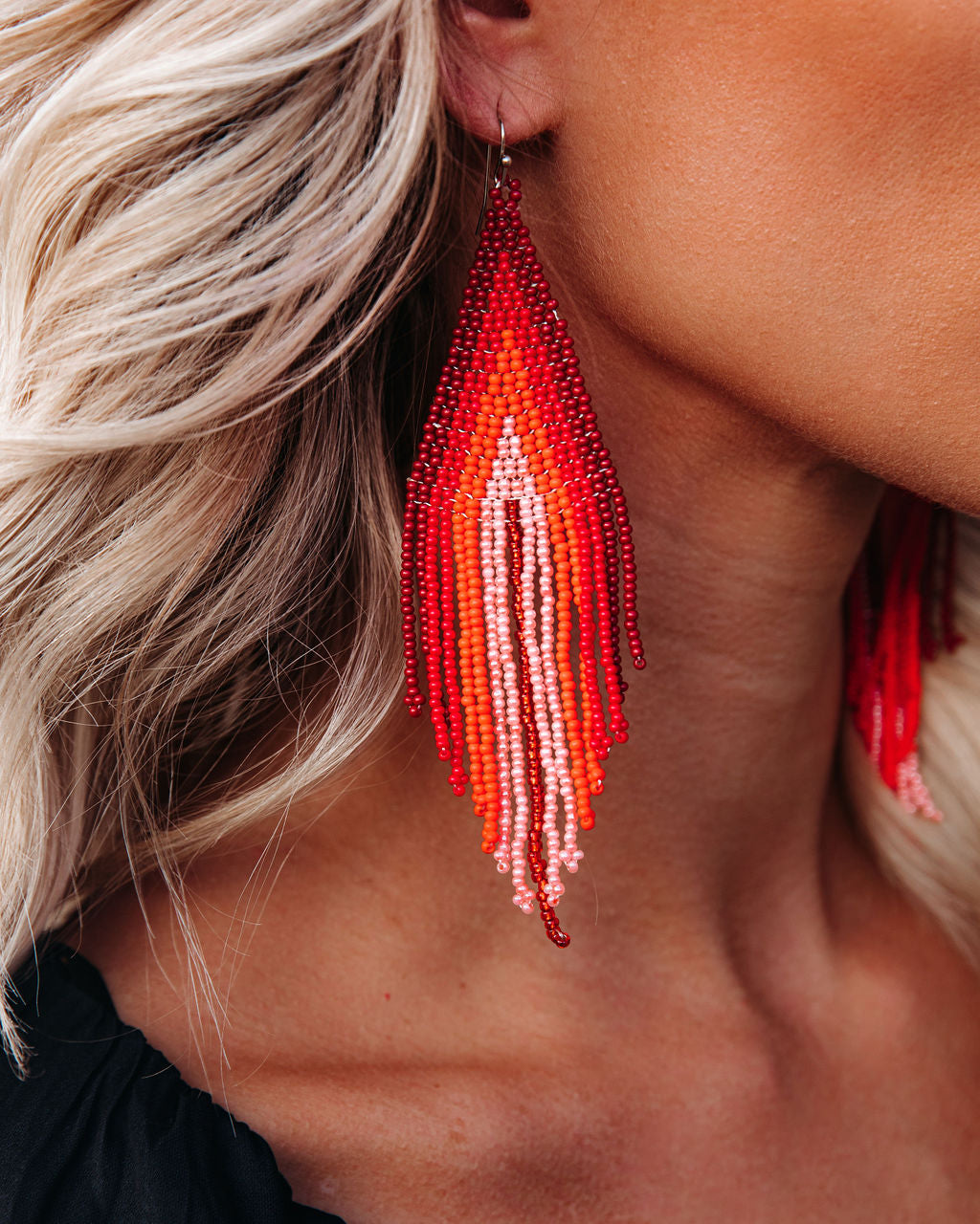 Shashi - Wild Side Beaded Fringe Earrings Ins Street