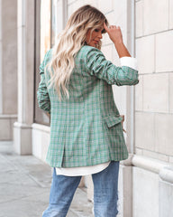 Shea Pocketed Plaid Blazer - Green Ins Street