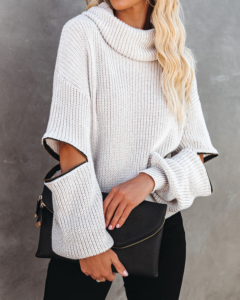 Shoreditch Cotton Blend Zip Sleeve Knit Sweater - FINAL SALE – InsStreet
