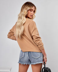 Show That Smile Cotton Blend Embroidered Pullover - Taupe Ins Street