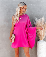 Side To Side One Shoulder Statement Dress - Fuchsia Ins Street