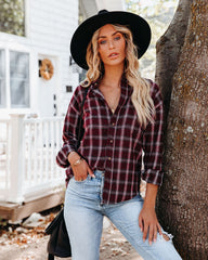 Sienna Cotton Blend Plaid Button Down Top Ins Street