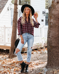 Sienna Cotton Blend Plaid Button Down Top Ins Street