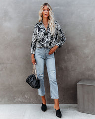 Silverton Satin Paisley Button Down Top - Black Ins Street