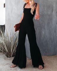 Sirius Smocked Bell Bottom Jumpsuit - Black Ins Street