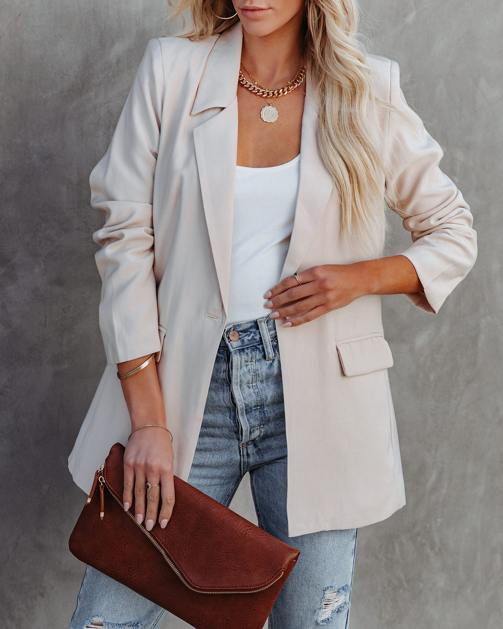 Sister Pocketed Blazer - Beige Ins Street