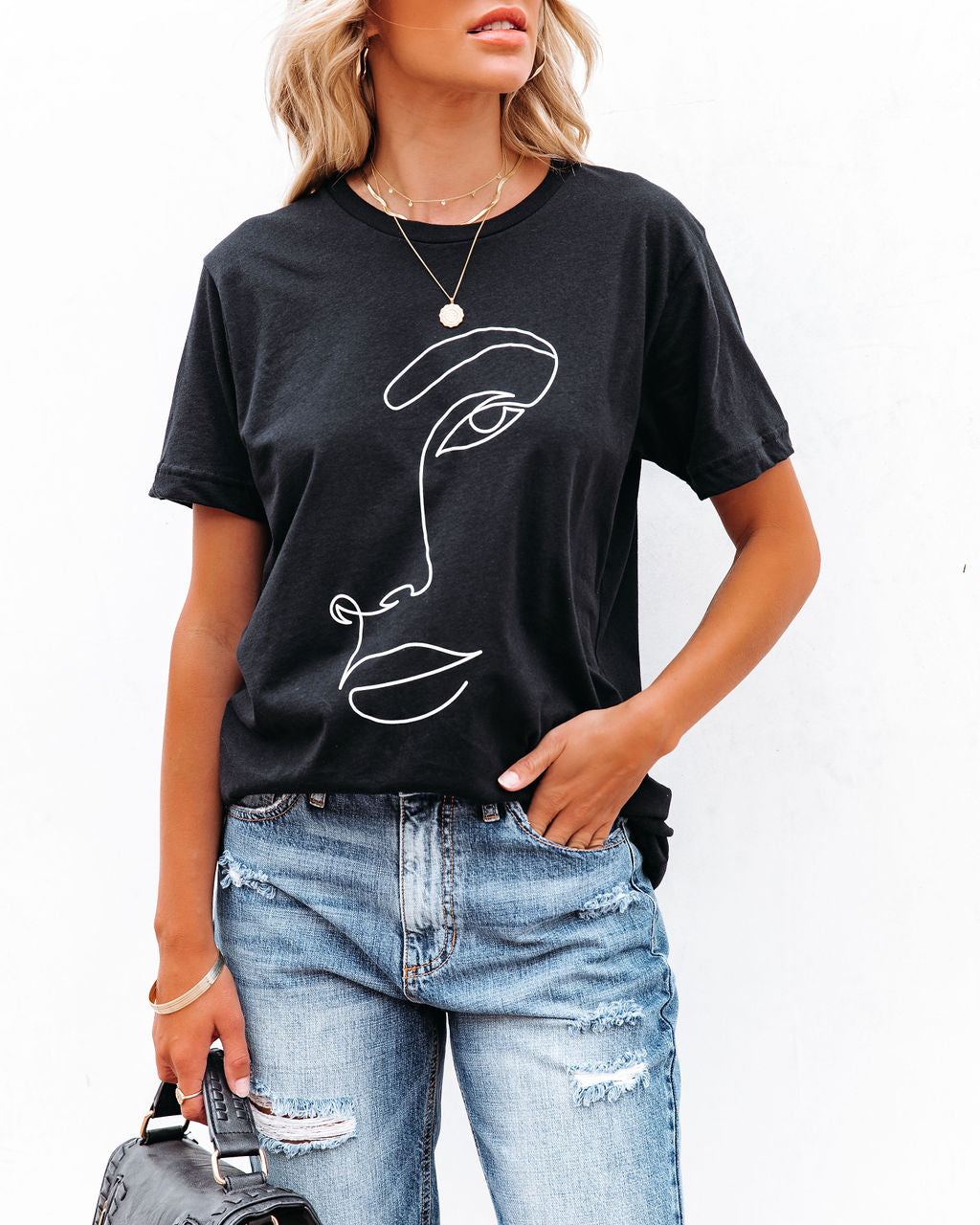 Sketched Cotton Abstract Tee Ins Street