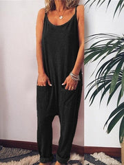 Sleeveless Loose Solid Suspender Jumpsuit Ins Street