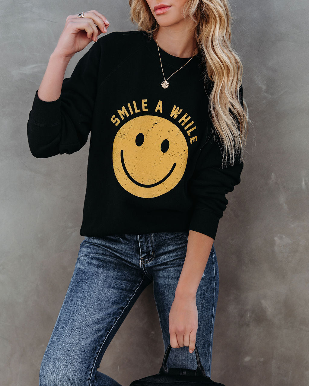 Smile A While Cotton Blend Sweatshirt Ins Street