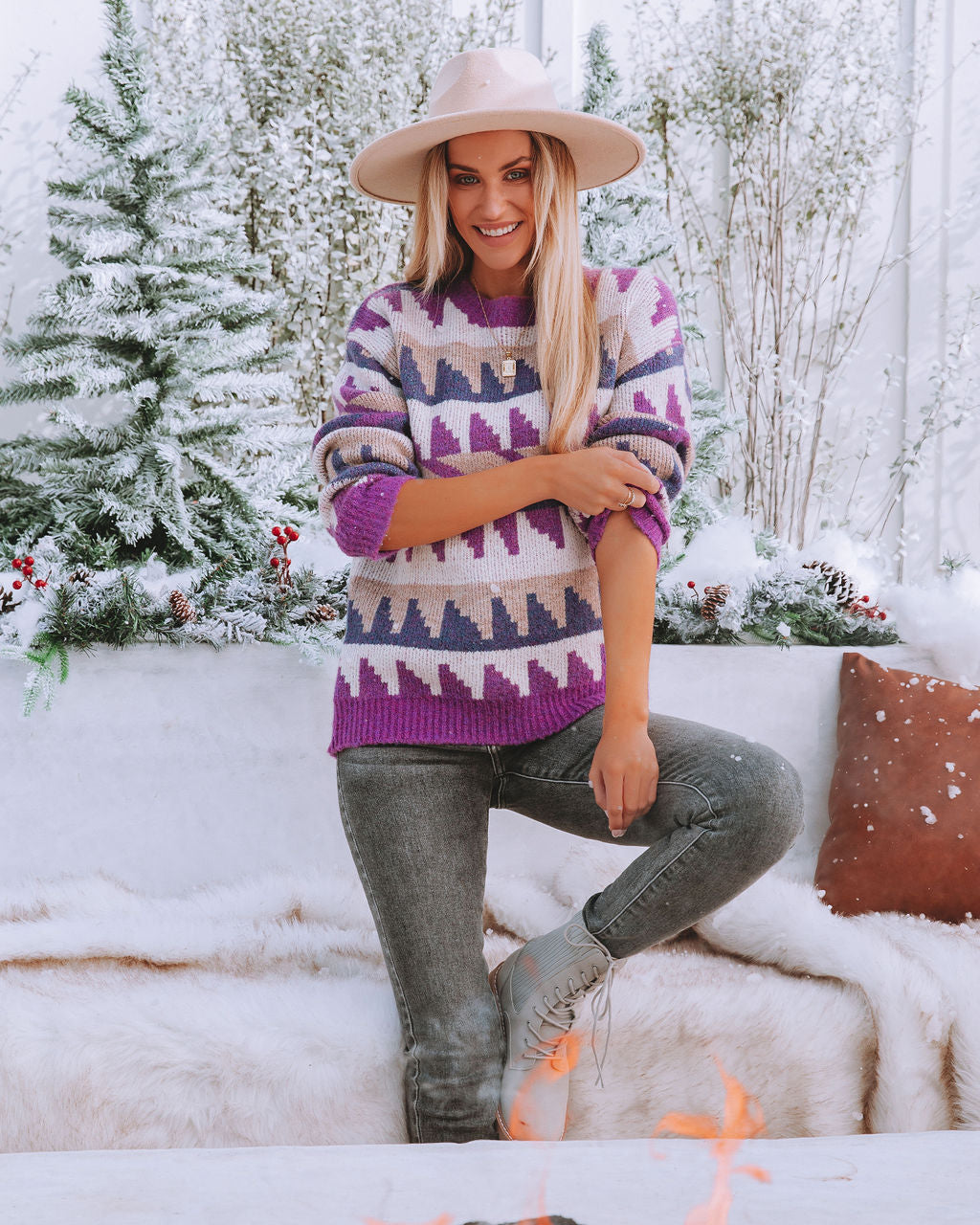 Snowdrift Knit Sweater - Purple Combo - FINAL SALE Ins Street