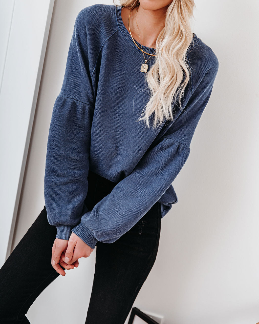 Snowmass Cotton Blend Raglan Pullover - Navy Ins Street