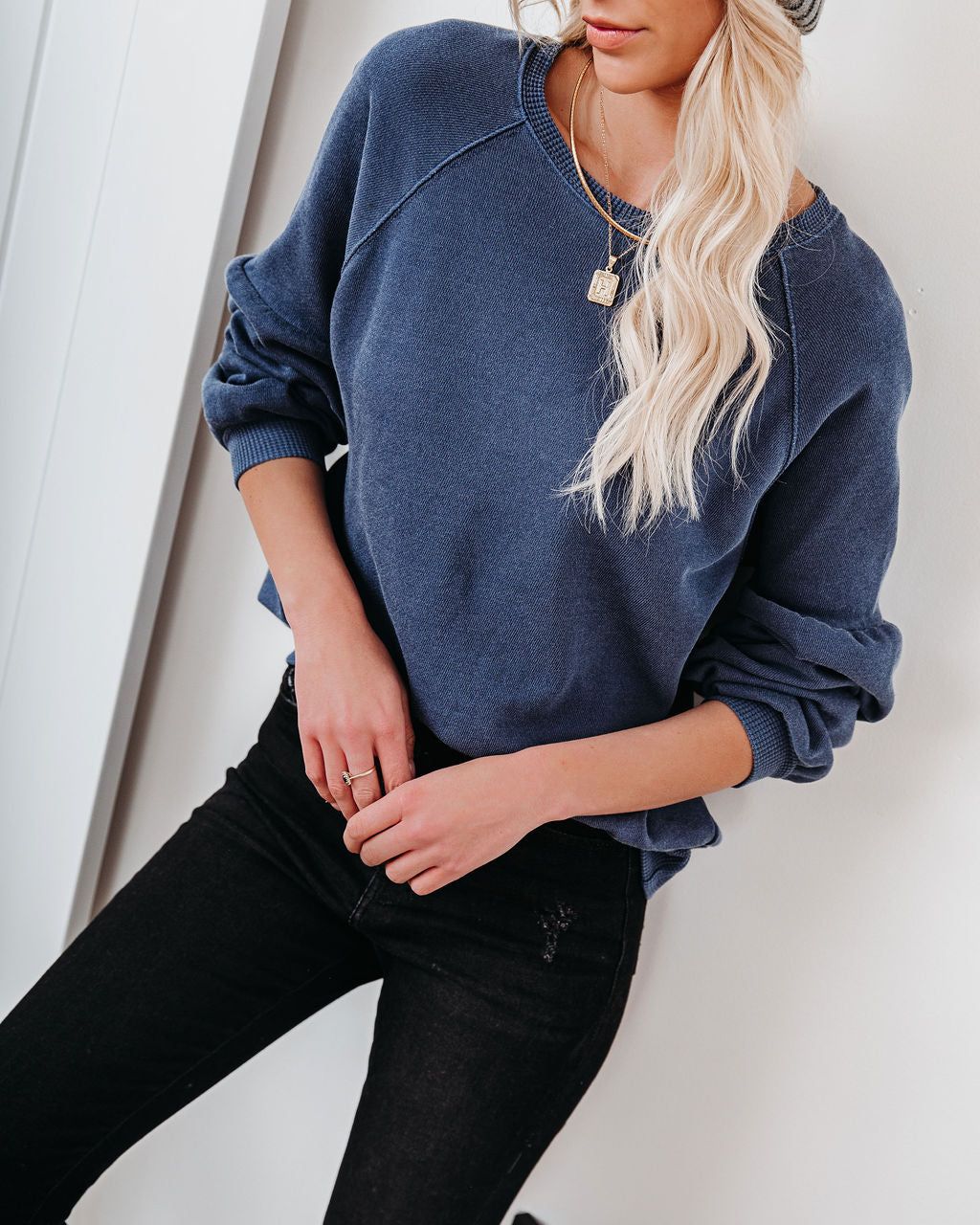 Snowmass Cotton Blend Raglan Pullover - Navy Ins Street