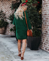 So In Love Knit Sweater Dress - Hunter Green Ins Street