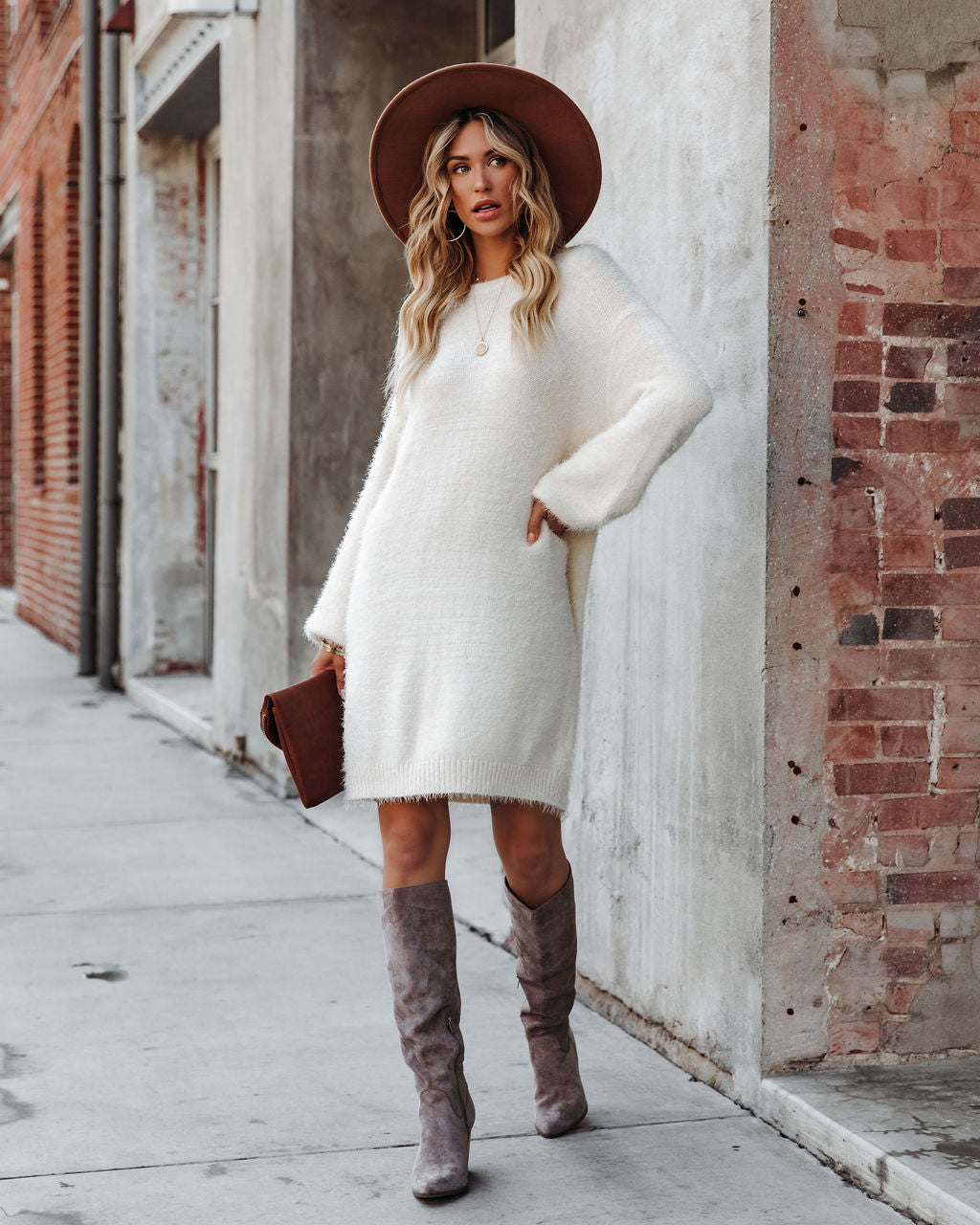 So In Love Knit Sweater Dress - Ivory - FINAL SALE Ins Street