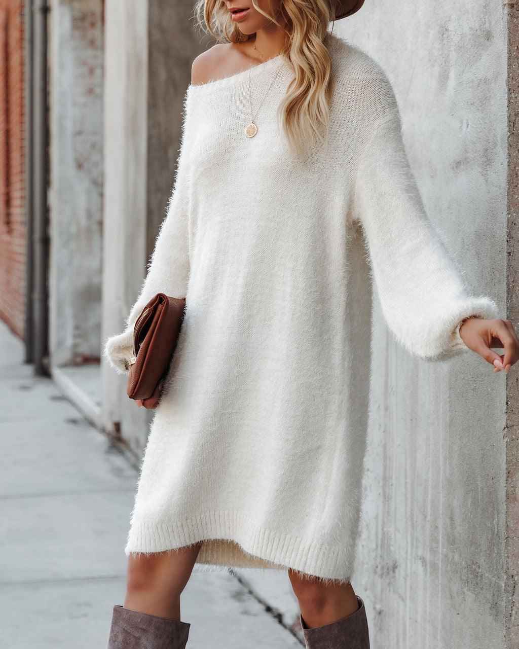 So In Love Knit Sweater Dress - Ivory - FINAL SALE Ins Street