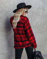 South Lake Frayed Plaid Shacket - Red - FINAL SALE Ins Street