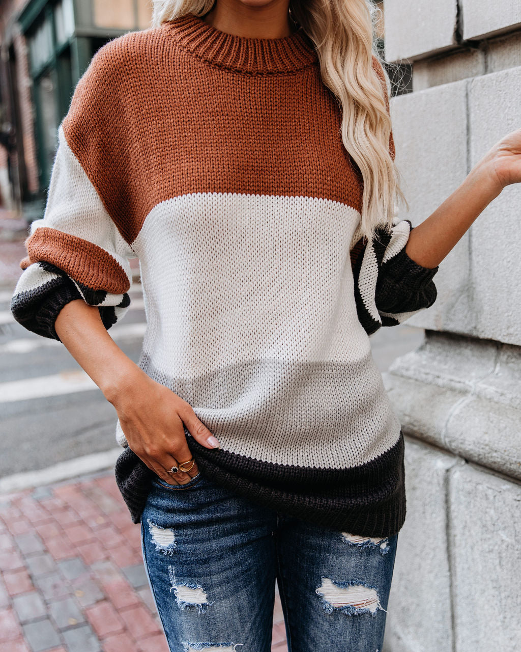 Spooky Season Colorblock Knit Sweater - FINAL SALE Ins Street