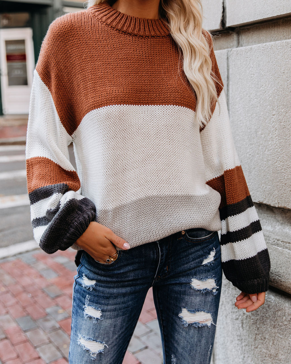 Spooky Season Colorblock Knit Sweater - FINAL SALE Ins Street