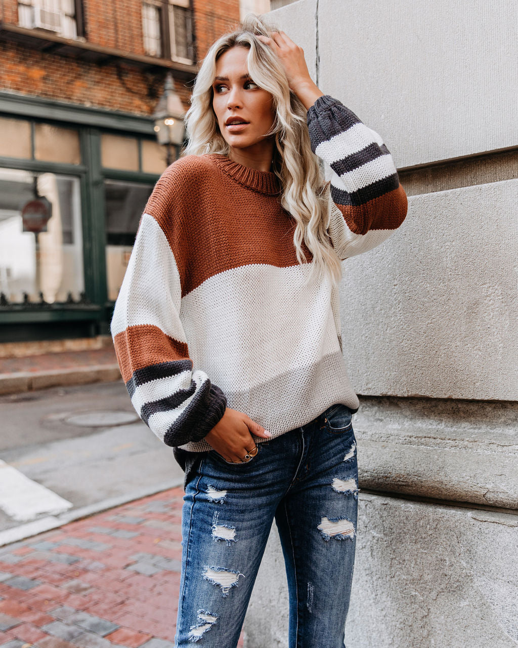 Spooky Season Colorblock Knit Sweater - FINAL SALE Ins Street