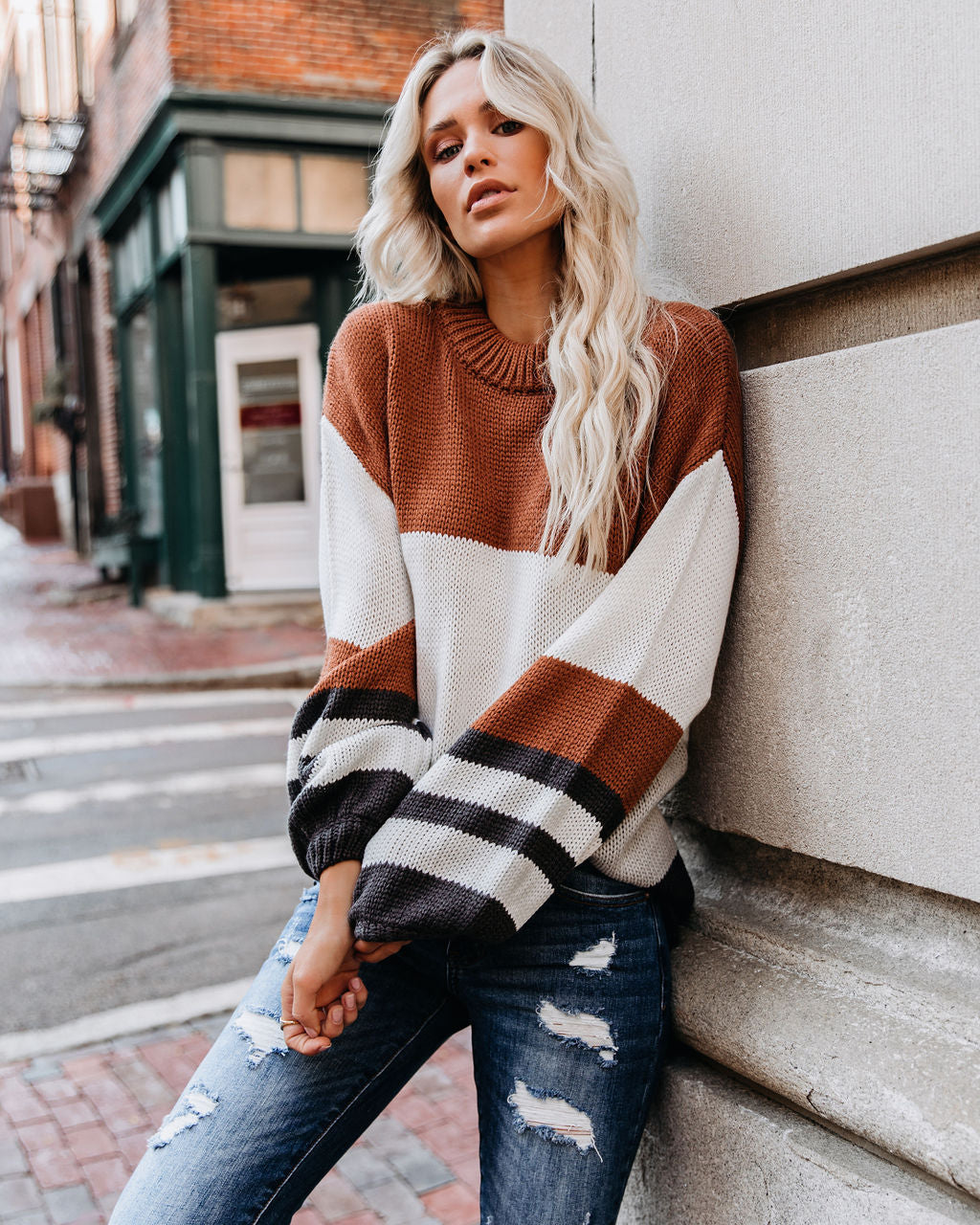 Spooky Season Colorblock Knit Sweater - FINAL SALE Ins Street