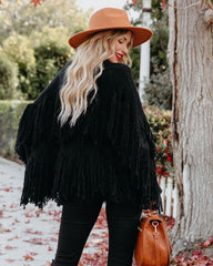 Spruce Fringe Knit Cardigan - Black Ins Street