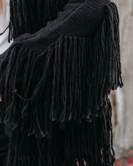 Spruce Fringe Knit Cardigan - Black Ins Street