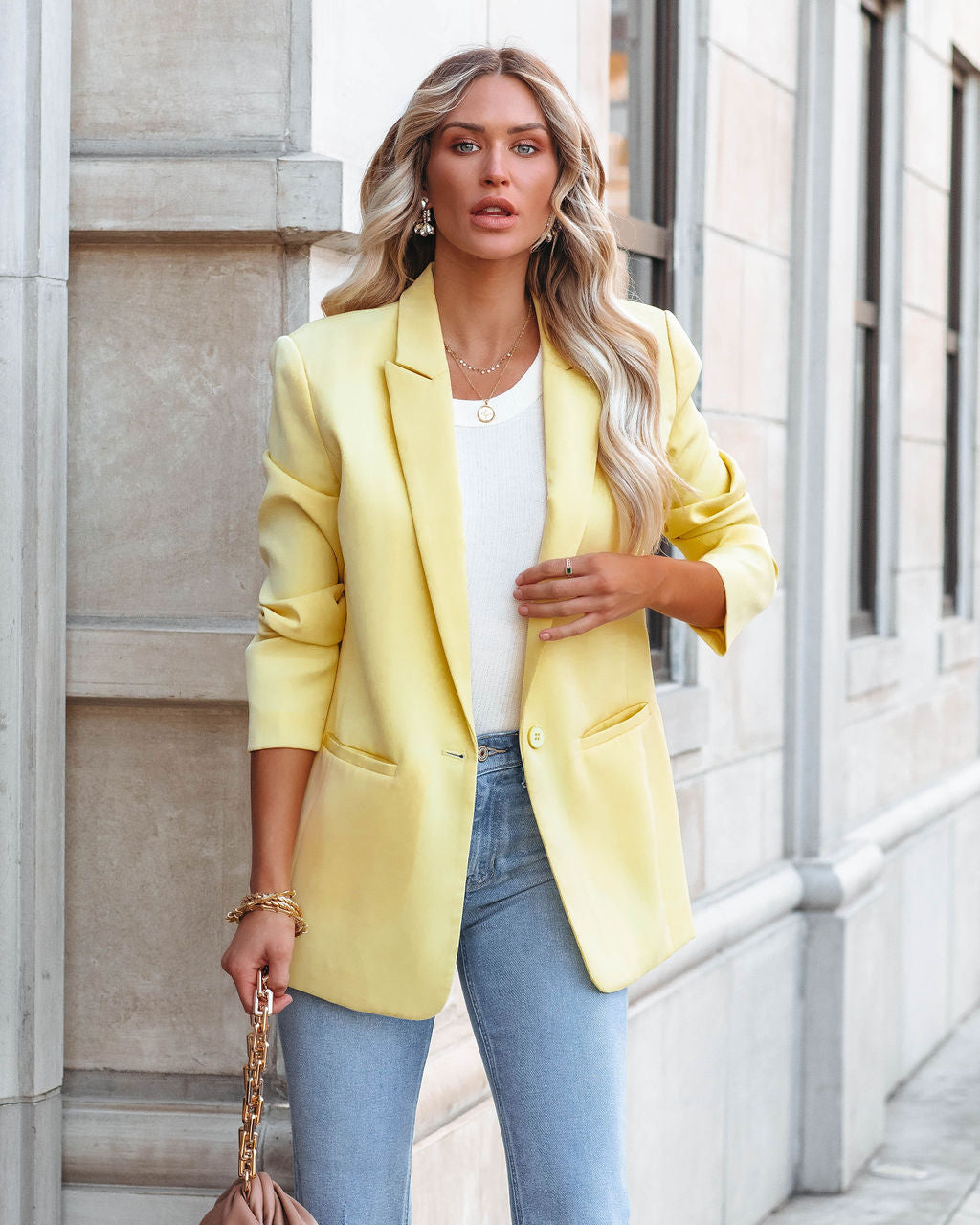 Standards Pocketed Blazer - Lemon Ins Street