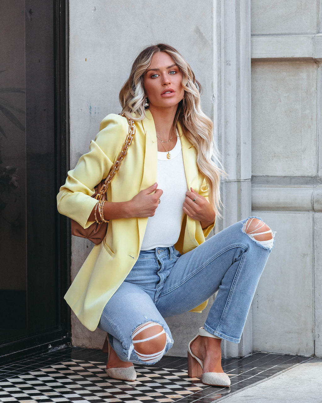 Standards Pocketed Blazer - Lemon Ins Street