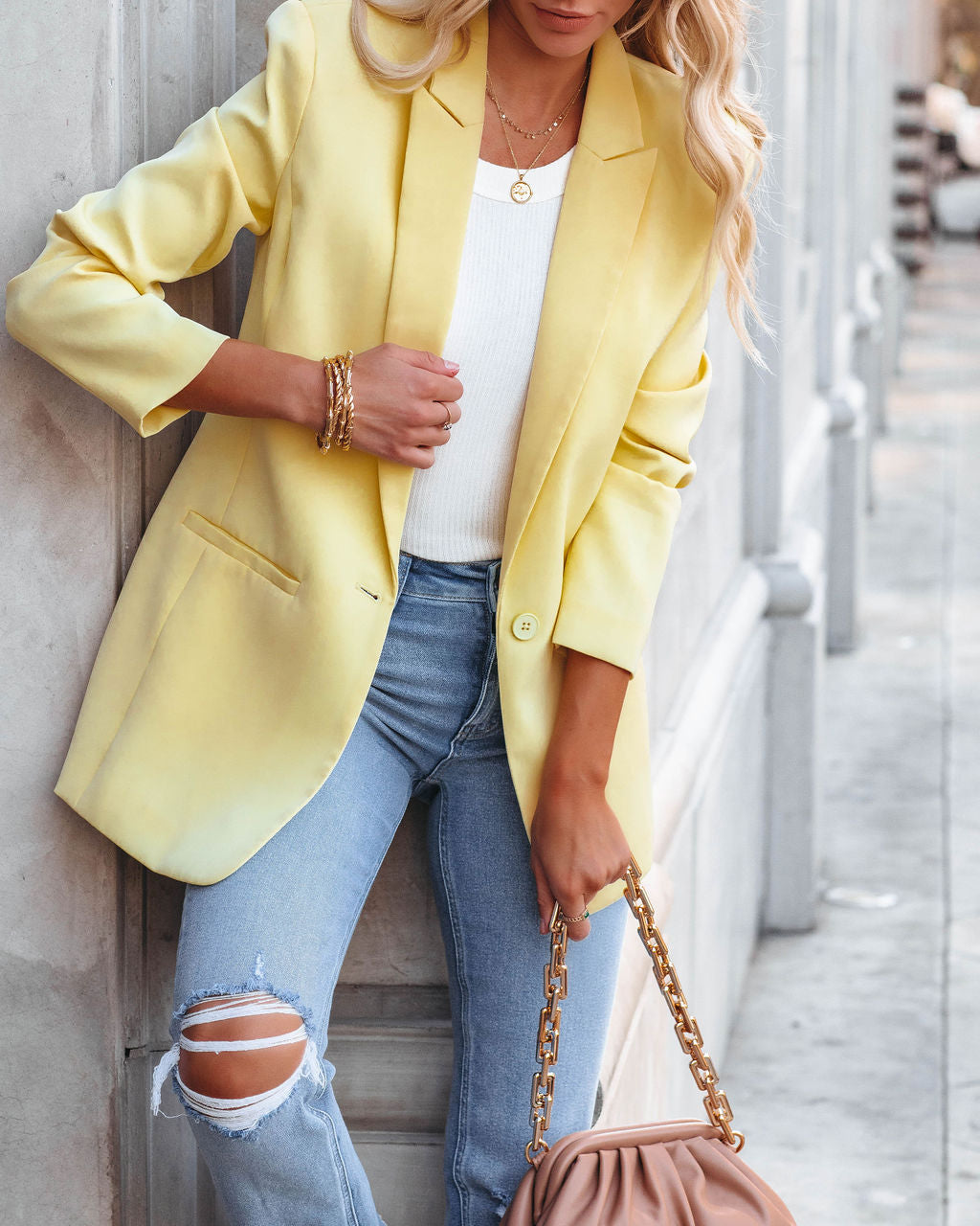 Standards Pocketed Blazer - Lemon Ins Street