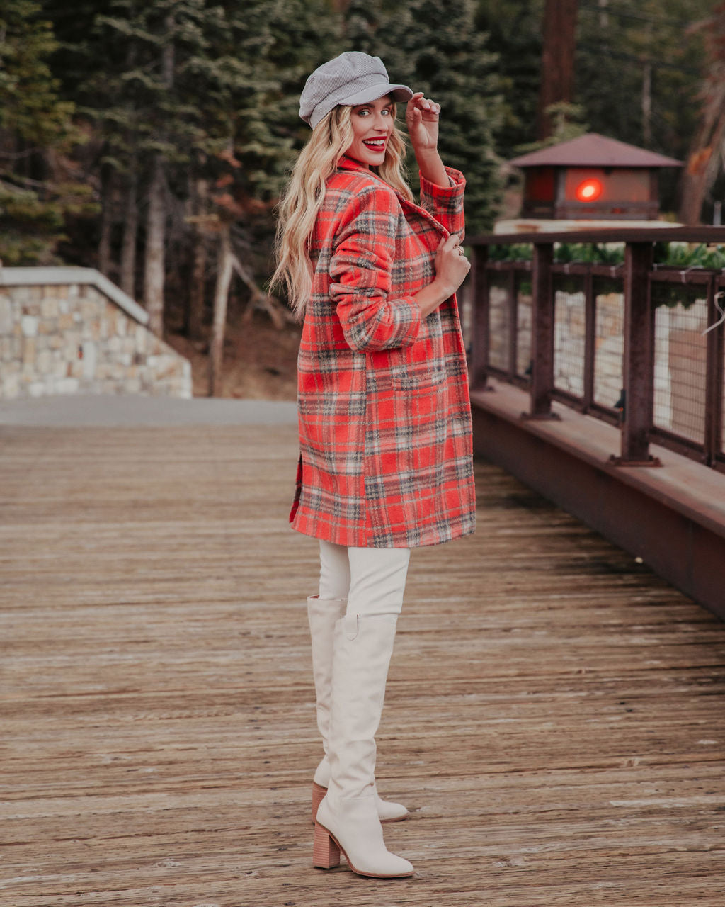 Stan Pocketed Plaid Coat - Coral - FINAL SALE Ins Street