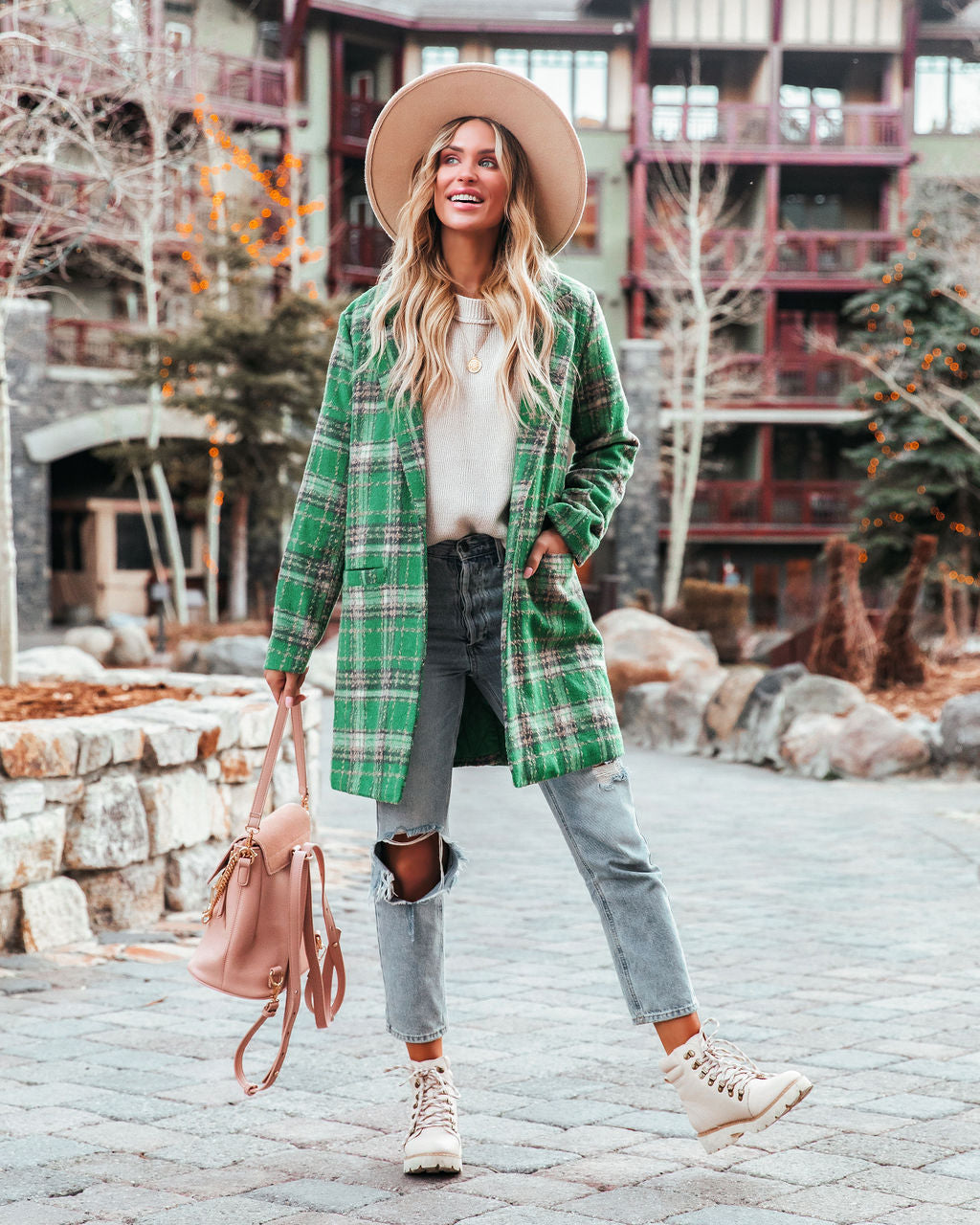 Stan Pocketed Plaid Coat - Green - FINAL SALE Ins Street