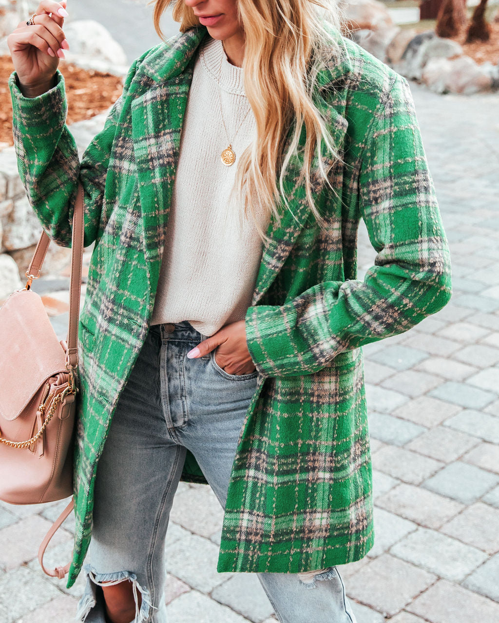 Stan Pocketed Plaid Coat - Green - FINAL SALE Ins Street