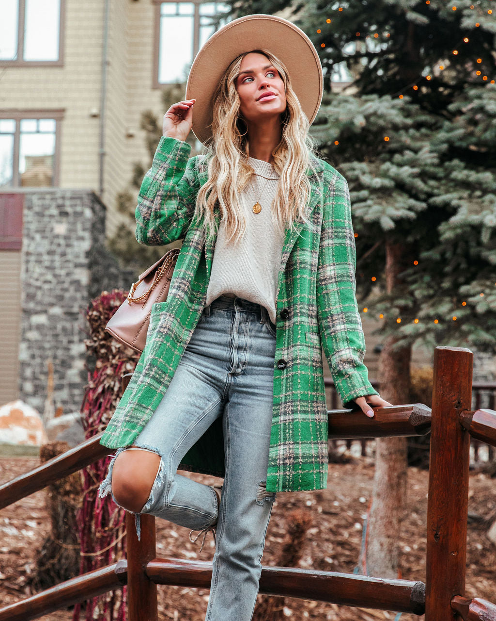 Stan Pocketed Plaid Coat - Green - FINAL SALE Ins Street