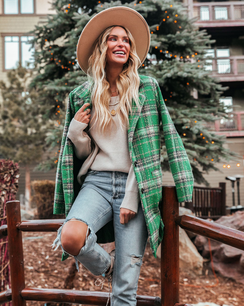 Stan Pocketed Plaid Coat - Green - FINAL SALE Ins Street