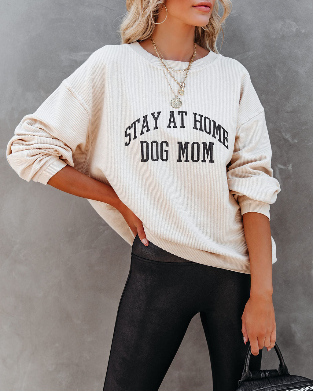 Stay At Home Dog Mom Ribbed Cotton Pullover Ins Street